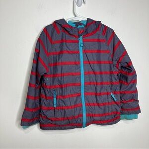 Mini‎ Boden gray and red striped jacket size 3-4yrs